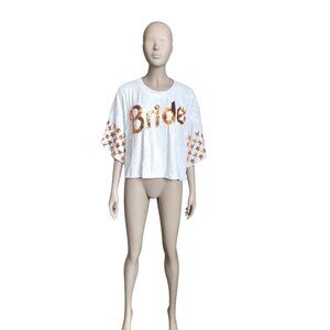 Simply Southern White and Gold Sequin Bride Top